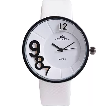 Watch-123 美夢盛開-大數字偏心圓繽紛腕錶 (6色可選)白色