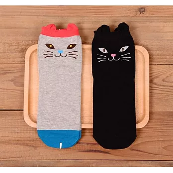 【Missking 1983】立體貓咪全綿女襪 (灰)