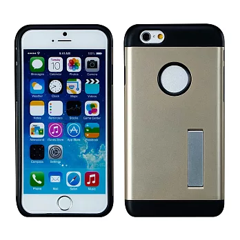 【BIEN】iPhone 6 Plus 時尚輕甲雙件雙料可立保護殼 (金)