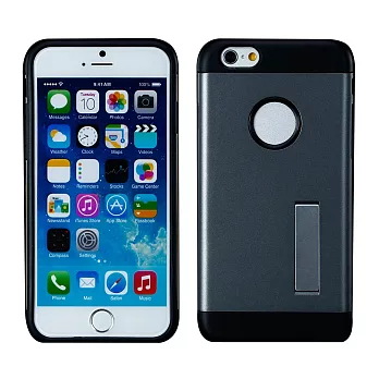 【BIEN】iPhone 6 Plus 時尚輕甲雙件雙料可立保護殼 (灰)