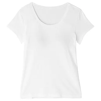 [MUJI 無印良品]女內裏網織涼感彈性天竺有杯T恤XL白色