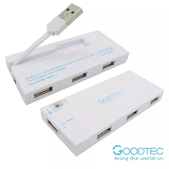 Goodtec 4port USB 充電傳輸 Hub時尚白