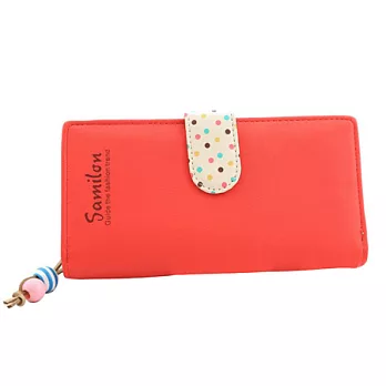 A+ accessories 韓國可愛波點手機多功能女用長夾 (7色可選)西瓜紅
