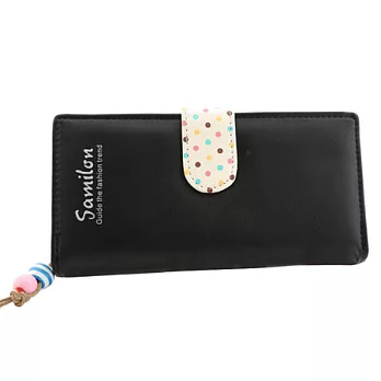A+ accessories 韓國可愛波點手機多功能女用長夾 (7色可選)黑色