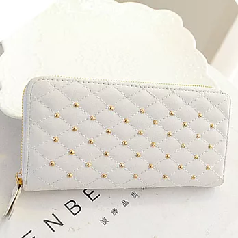 A+ accessories 日韓混小香風金屬鉚釘氣質女用長夾 (3色可選)優雅白