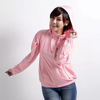 【遊遍天下】MIT台灣製中性款抗UV防風機能連帽外套(A020)L粉紅