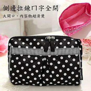 1818 夢幻甜心.優雅抓折立體ㄇ字大開口化妝包/黑色(CG65474-3)