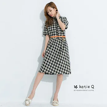 【KatieQ】日系無印風洋裝(格紋)-M-XLXL格紋