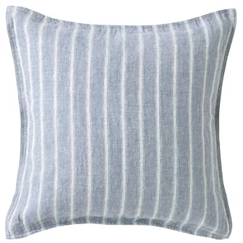 [MUJI 無印良品]水洗麻綾織條紋抱枕套/藍色