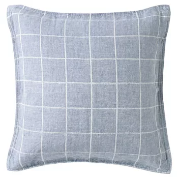 [MUJI 無印良品]水洗麻綾織格紋抱枕套/藍色