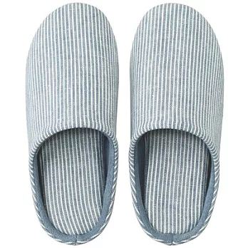 [MUJI 無印良品]麻平織條紋舒壓拖鞋/XL/藍色