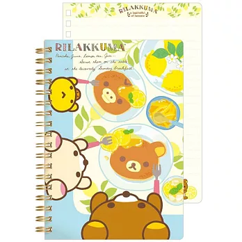San-X 拉拉熊水果檸檬園系列線圈筆記本。淺藍