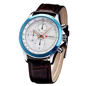 Watch-123 卡瑞恩-金牌任務-儀表板風格仿三眼腕錶 (3色可選)藍色