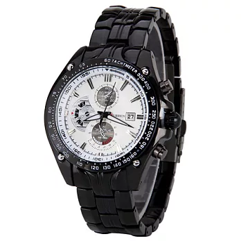Watch-123 卡瑞恩-絕地飛行-仿二眼金屬帶日曆腕錶 (4色可選)黑帶白盤