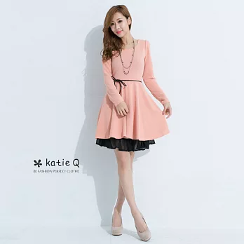 【KatieQ】恬靜氣息魅力洋裝(粉)-M-2LL粉