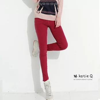 【KatieQ】美腿革命彈力牛仔窄管褲(4色)-M-XLM紅