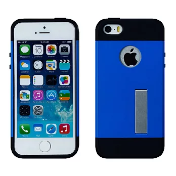 【BIEN】iPhone 5/5S 時尚輕甲雙件雙料可立保護殼 (藍)