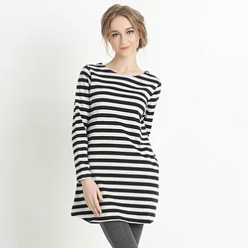 【maca】寬條側口袋長版上衣L黑