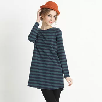 【maca】寬條側口袋長版上衣L海軍藍