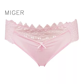[MIGER密格內衣]蕾絲網紗中低腰三角內褲-8313-台灣製FREE粉色