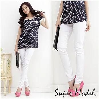 【名模衣櫃】極致纖瘦.馬卡龍高腰彈力鉛筆褲-白(M-XL)M白色