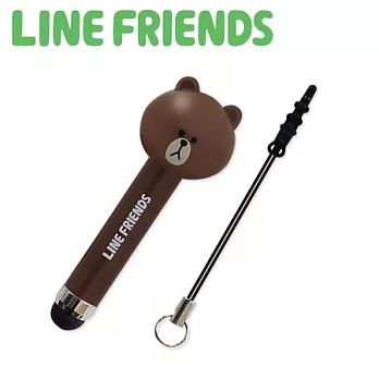 LINE FRIENDS 經典3D公仔造型 鋁合金觸控筆/防塵塞熊大