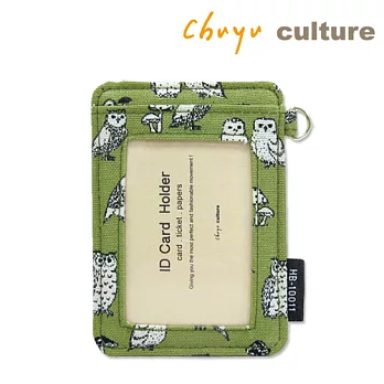 珠友 花布戀萬用票夾/卡套C綠-貓頭鷹