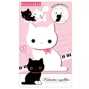 San-X 小襪貓白貓鋼琴之戀系列書籤既時貼。小白貓+小襪貓