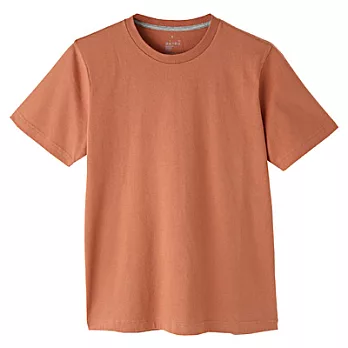[MUJI 無印良品]男有機棉圓領短袖T恤XS煙燻淺橘