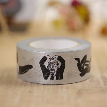 倉敷意匠-日本橡皮擦版畫家NANCY SEKI_歐吉桑和紙膠帶(銀色)