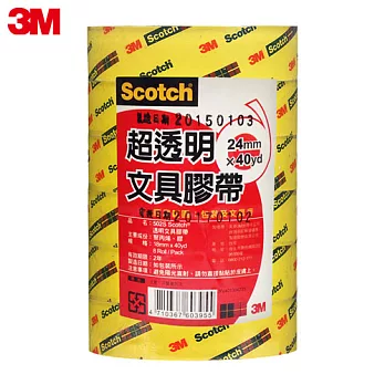 3M Scotch OPP超透明文具膠帶 24mm筒裝