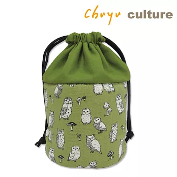 珠友 花布戀 燜燒杯束口袋/收納袋D綠-貓頭鷹