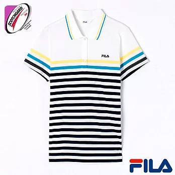 FILA女性經典條紋POLO衫-5POO-1425-NV-L優雅藍