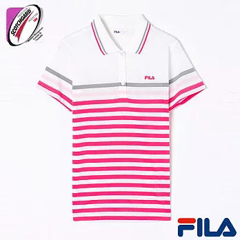 FILA女性經典條紋POLO衫-5POO-1425-PC-L甜蜜桃