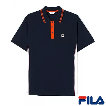FILA男仕經典剪接POLO衫-1POO-1400-NV-L紳士藍