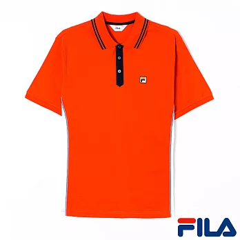 FILA男仕經典剪接POLO衫-1POO-1400-OR-L活力橘