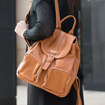 【La Poche Secrete天然皮革】城市輕旅行後背包 -焦糖咖啡