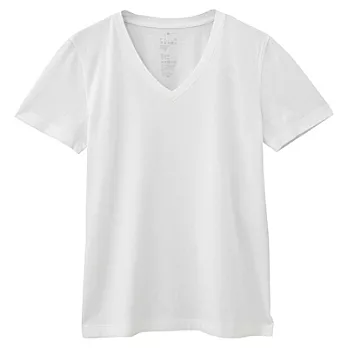 [MUJI]女有機棉V領短袖T恤M白色