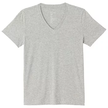 [MUJI]女有機棉V領短袖T恤L淺灰