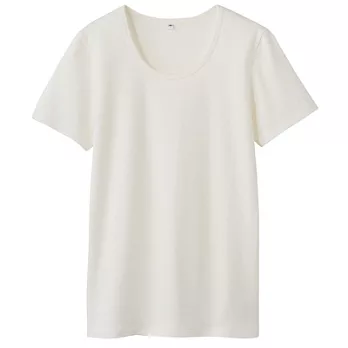 [MUJI]女有機棉混彈性圓領短袖T恤S白色
