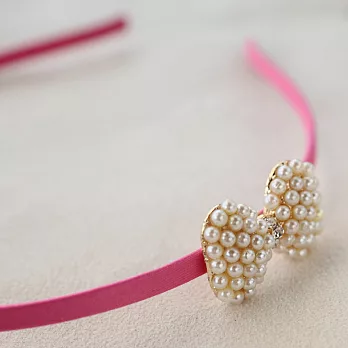 珍珠、鋯石的柔美髮箍‧粉紅色珍珠蝴蝶結