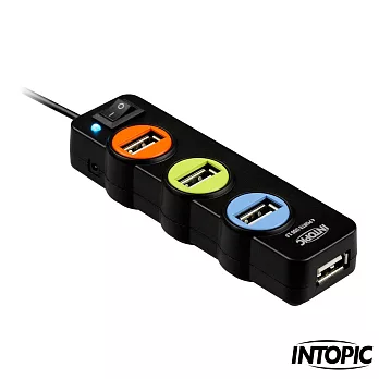 INTOPIC-USB2.0 4埠全方位集線器 HB-25沉穩黑