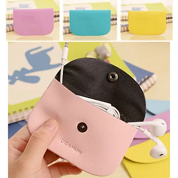 耳機收納包 耳機包 收納袋 迷你收納包 (附贈繞線器)黃色