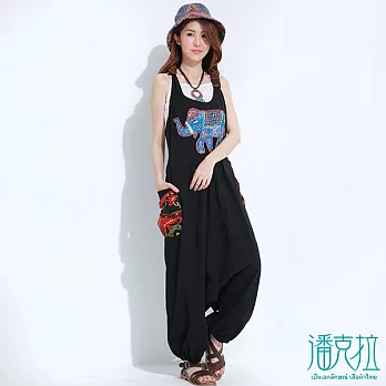 【潘克拉】大象連身褲-FREEFREE黑