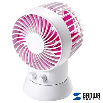 日本SANWA 三和USB渦流循環扇Double Fan(USB-TOY88WP桃紅色)桃紅色