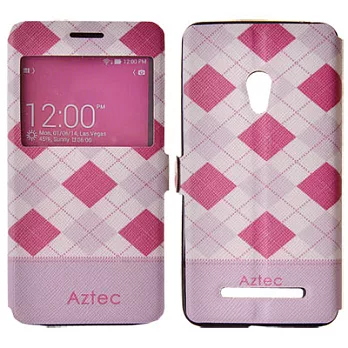 Aztec 個性彩繪 ASUS ZenFone 5 視窗手機保護皮套粉色菱格