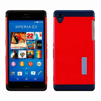 【BIEN】SONY Xperia Z3 時尚輕甲雙件雙料可立保護殼 (紅)