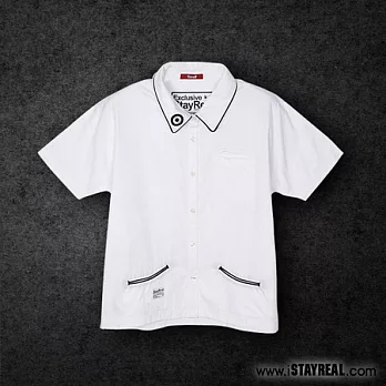 STAYREAL 英倫摩德線條寬襯衫 - 紅標合身版 / 白色S白色