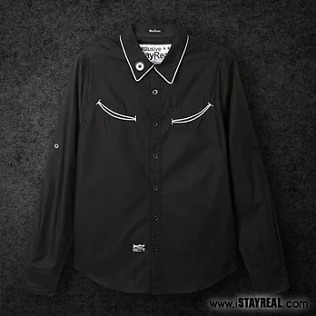 STAYREAL 英倫摩德線條襯衫 - 黑標潮流版 / 黑色、白色S黑色