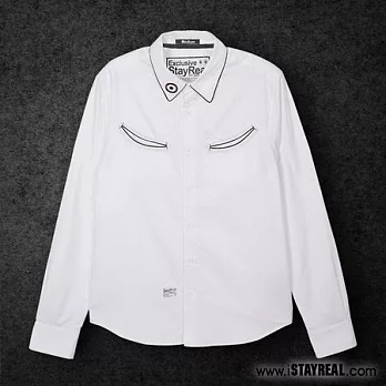 STAYREAL 英倫摩德線條襯衫 - 黑標潮流版 / 黑色、白色M白色